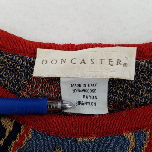 Vtg 1990's DONCASTER FLORAL PRINT LS SWEATER Sz L Rust Blues Black made in Italy - Picture 4 of 9