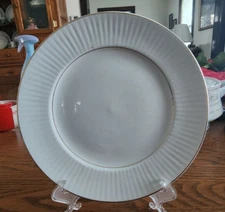 Black Tie Saucers Bread Plate (s) 6" Ribbed Rim Gibson Stoneware White Gold !