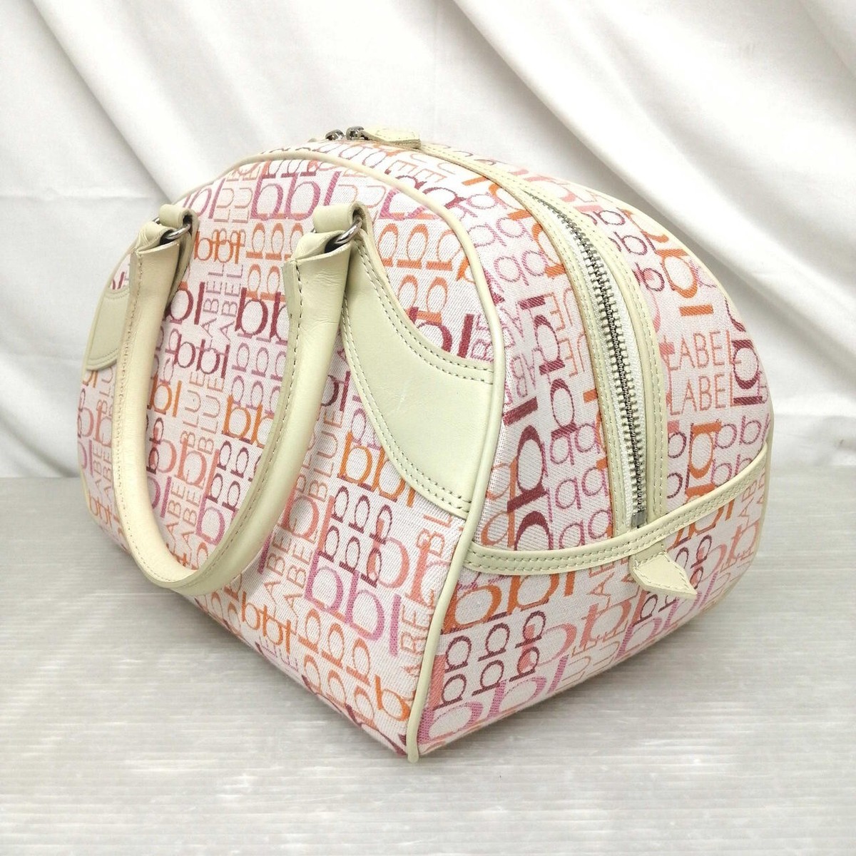 BURBERRY Pink Canvas Mini Boston Bag/Hand Bag Blue Label ZA447-666