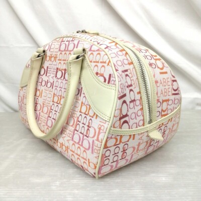 BURBERRY Pink Canvas Mini Boston Bag/Hand Bag Blue Label ZA447-666