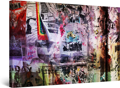 Collage News Colorful Abstract 90x60cm Framed Premium Quality Wall Art Print