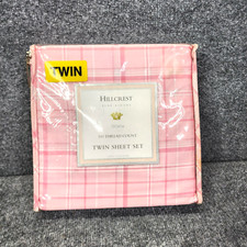 Hillcrest TWIN Soft 100 Cotton Pink Plaid Sheet Set 310 Thread Count NEW