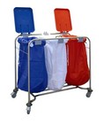 Medical Heavy Duty Colour Coded Professional Laundry Cart 3 Lids & Bags Included