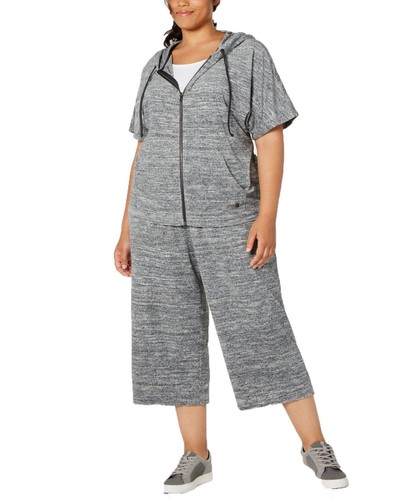 Ideology Women's Plus Cropped Hoodie Grey Size XX-Large