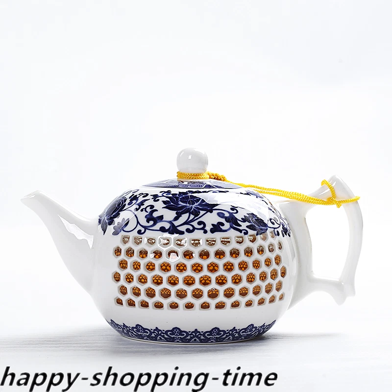 Tetera de porcelana esmalte fino diseño hueco tetera de kungfu con infusor nueva Foto 3 de 4