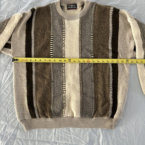 Vintage Tundra for Bachrach Wool/Acrylic Mens XL Sweater Beige Stripe - Picture 8 of 13