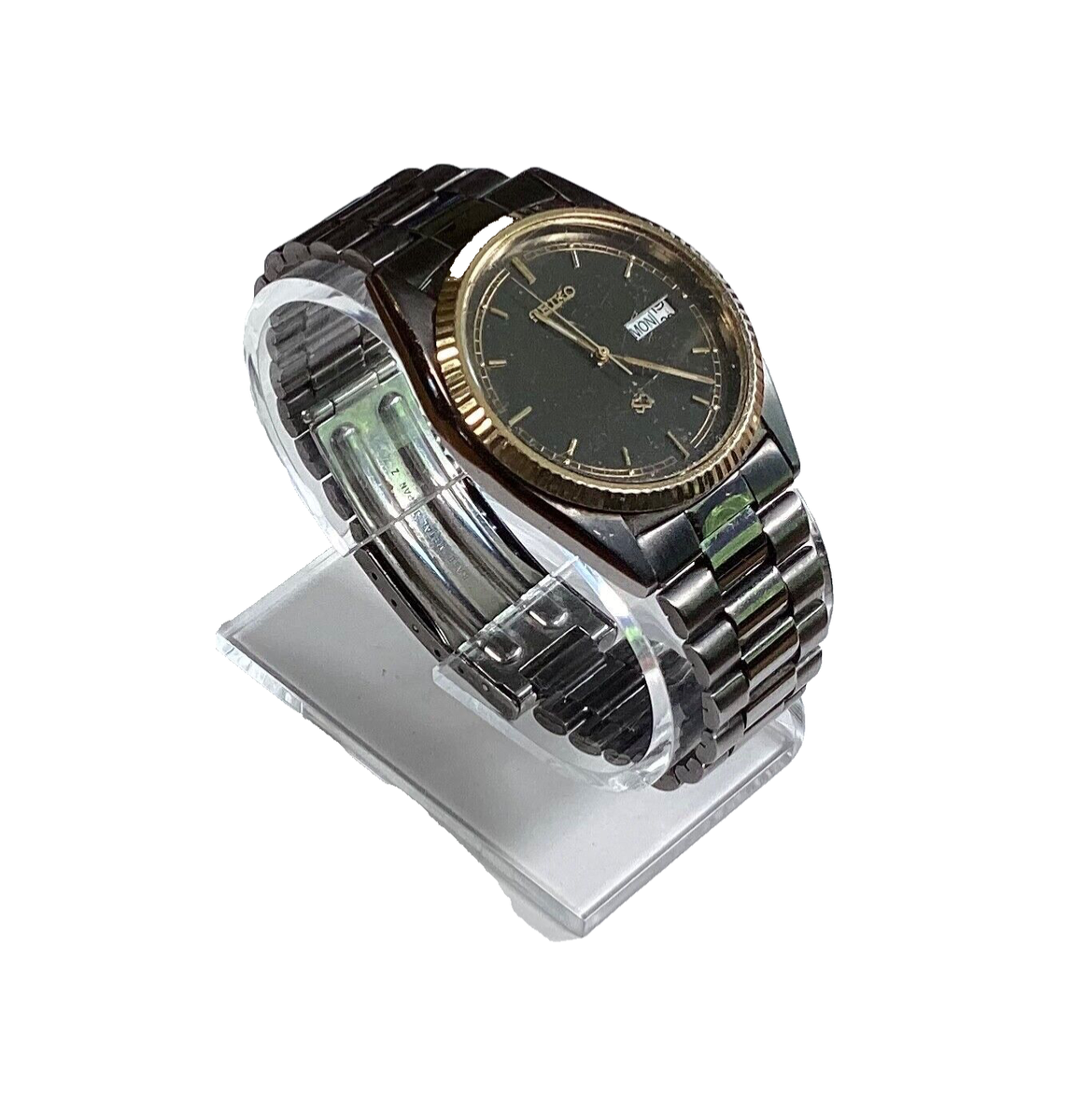 SEIKO 5H23-8020 Day-Date Gun Metal Stainless Steel Watch 36MM New