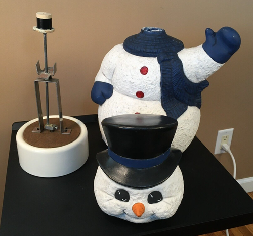 **Vintage MCM MOTORIZED CERAMIC SNOWMAN 16" MOVING CHRISTMAS DECORATION~VIDEO - Picture 2 of 19
