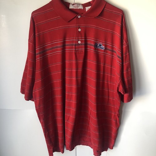 Vintage University of Mississipi Collection Red Cotton Polo Shirt Sz XL OLE MISS - Foto 1 di 11