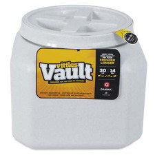Vittles Vault Outback Pawprint Plastic Dry Pet Food Storage Container, Gray