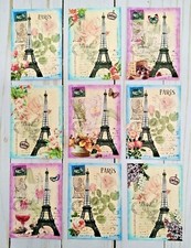9 Paris Style Handmade Journal Cards Scrapbooks Crafts Junk Journals Parties