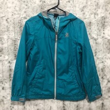 Zero Xposur Girls Youth L 14/16 Teal Blue Hooded Wind Breaker Jacket