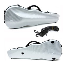 White Hard Violin Case 4/4 Full Size Carbon Fiber Violin Case with Back Straps