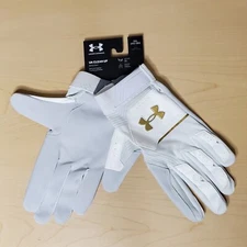 Under Armour UA Clean Up Size 2XL Baseball Batting Gloves White Gold 1365461-101