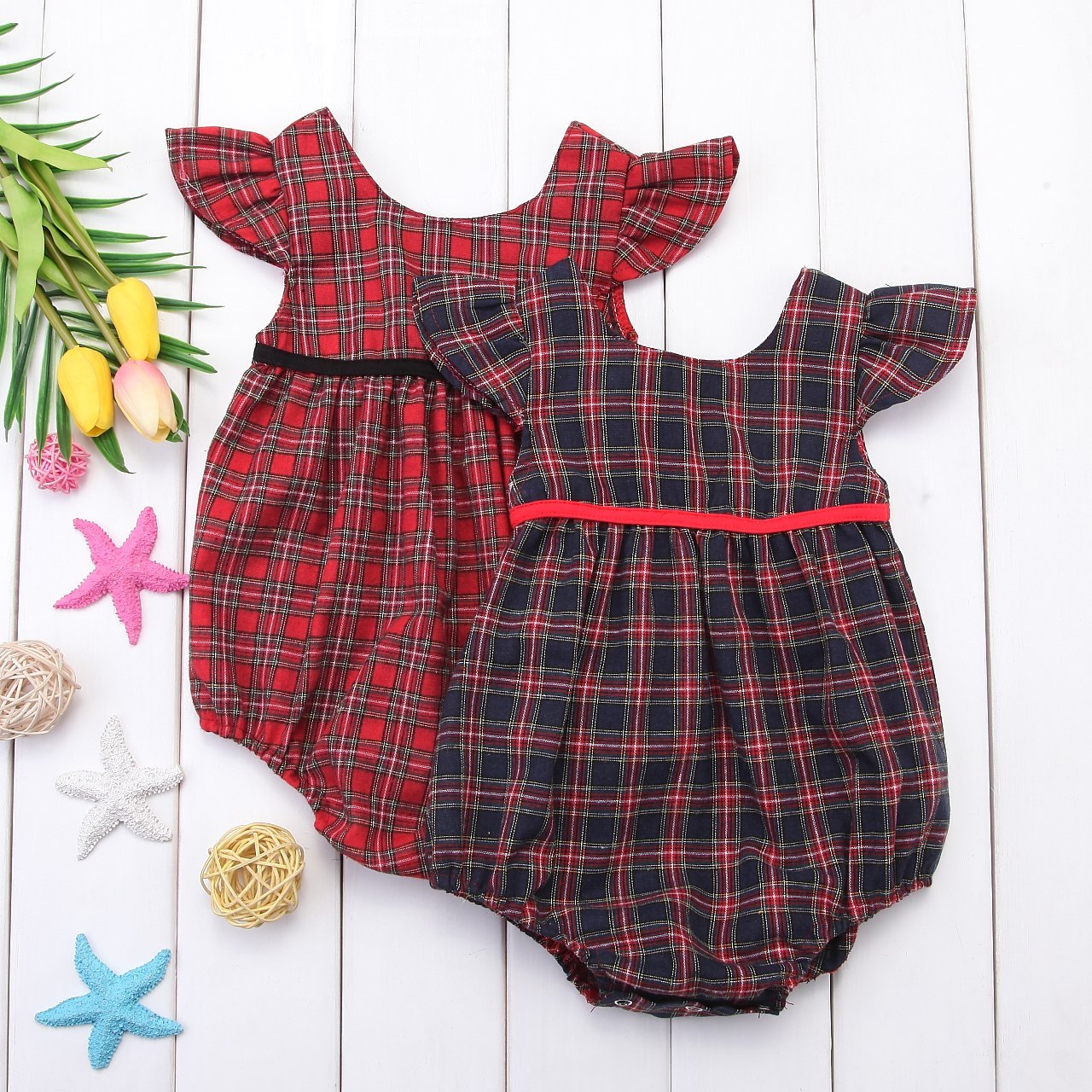 baby girl tartan romper