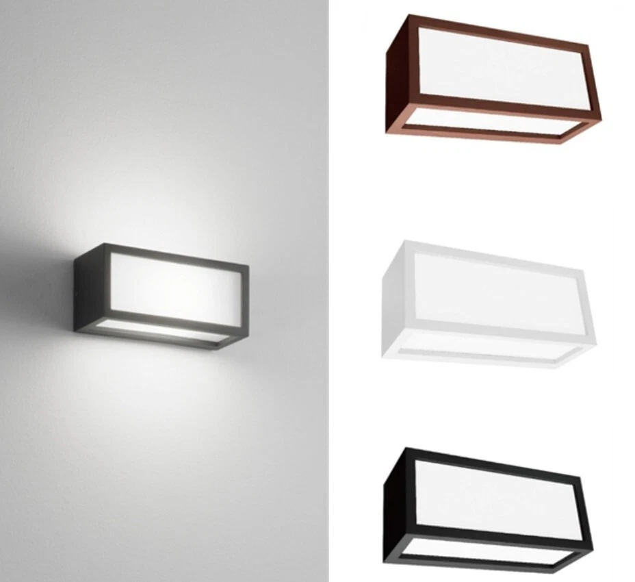 DOPA STORE Applique da Parete Attacco E27 Rettangolare Traslucido Portalampada Esterno IP65