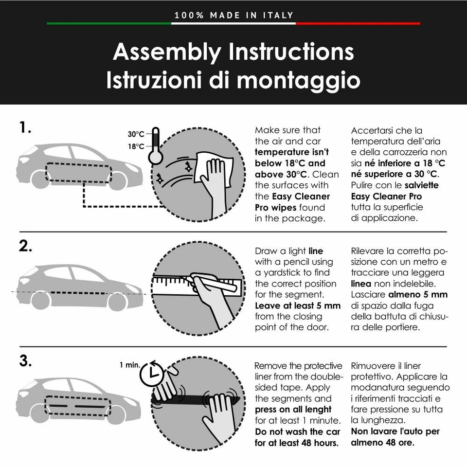 Modanature Laterali Bumper Paracolpi per Mini Countryman 2010 con Biadesivo 3M - Immagine 3 di 4