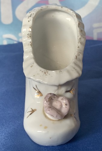 VINTAGE MINI CERAMIC HIGH HEAL SHOES WITH PINK FLOWER JAPAN - Picture 2 of 12