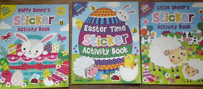 NEW LOT of 3 EASTER SPRING theme sticker & activity books over 600 stickers
