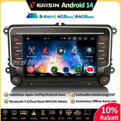 CarPlay Android 14 Autoradio GPS Für VW Polo Caddy Amarok Crafter T6 Skoda Yeti