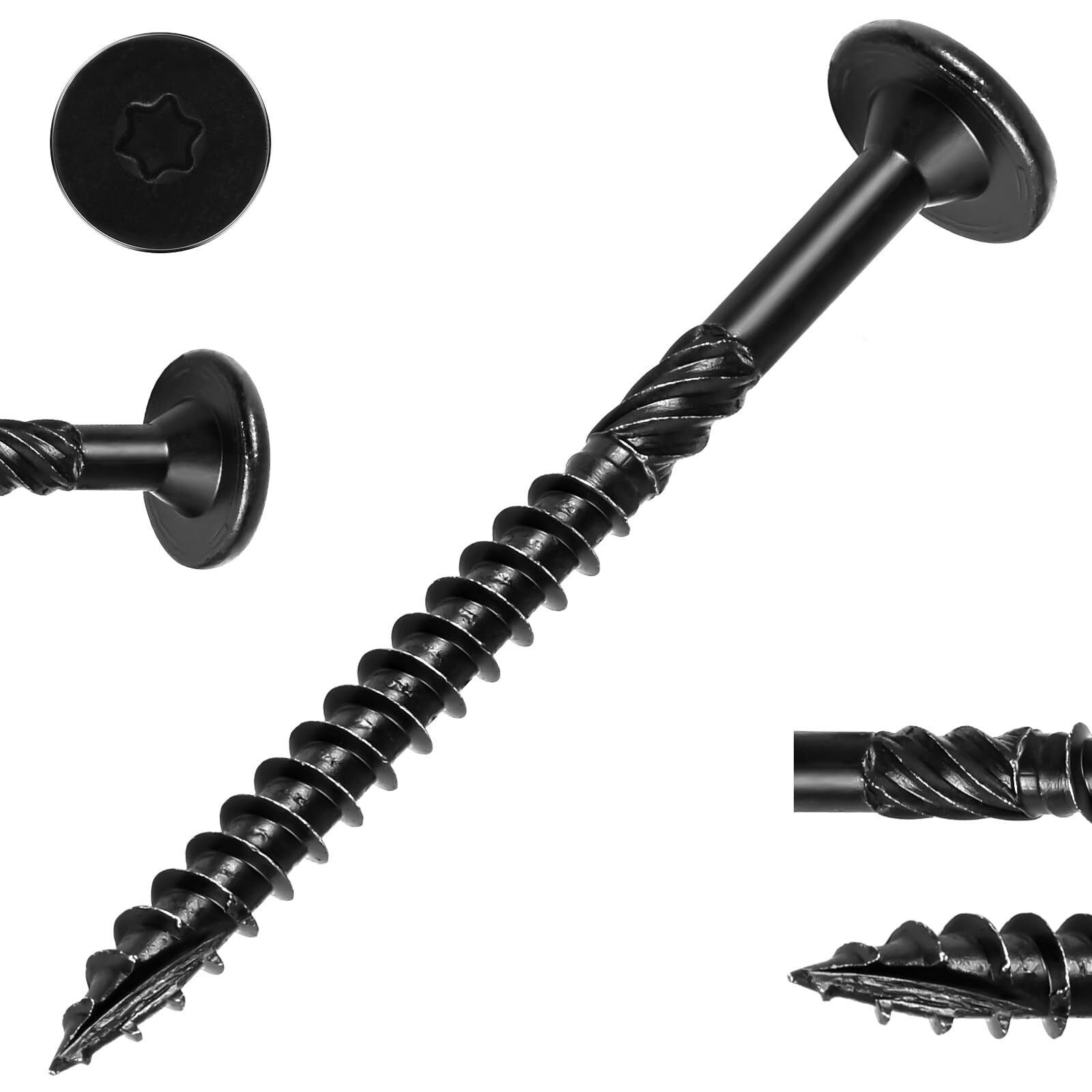 100 Pcs Black Star Drive 2-7/8 Inch Heavy-Duty Rust-Resistant Wood Screws