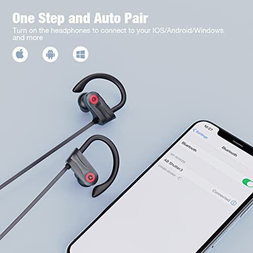 Bluetooth Kopfhörer, kabellose Kopfhörer mit 16 Stunden Spielzeit schwarz - Bild 6 von 7