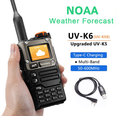 UV-K5 (8) UV-K6 Walkie Talkie 5W UHF VHF Radios NOAA Two Way Radio+Program Cable
