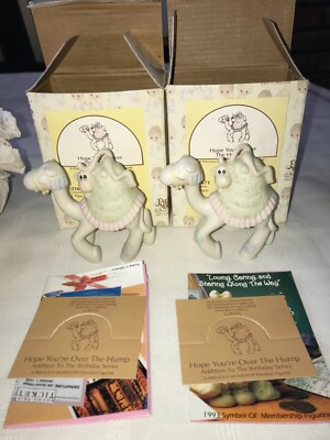 2 Enesco PRECIOUS MOMENTS 521671 HOPE YOU'RE OVER THE HUMP Camel Monkey FIGURINE