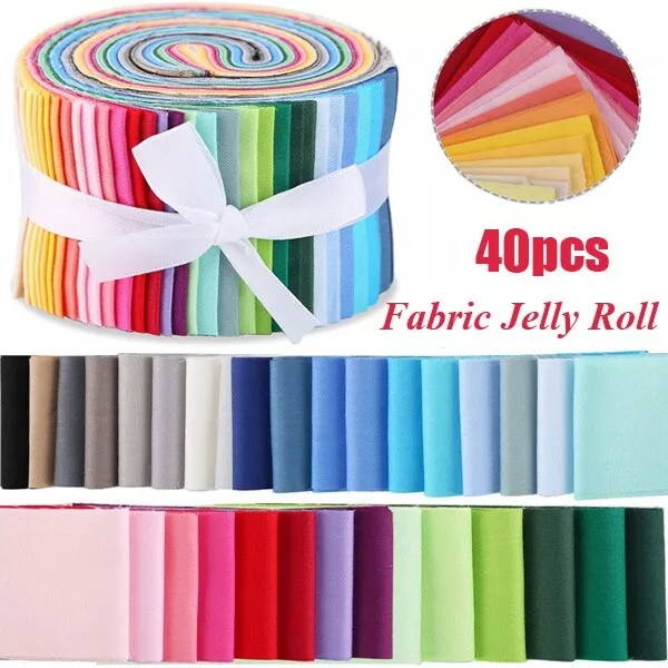 40Pcs Jelly Roll Fabric Roll Up Cotton Fabric Quilting Strips Sewing Jelly  Rolls