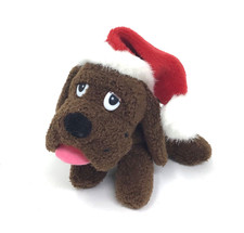 Aurora Mini Brown Puppy Dog Santa Hat 4" Plush Stuffed Animal Bean Bag