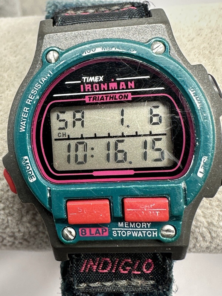 Timex Ironman INDIGLO 廃盤カラー Timex 755 C9 Ladies 1995 Watch 8 Lap 32MM 7