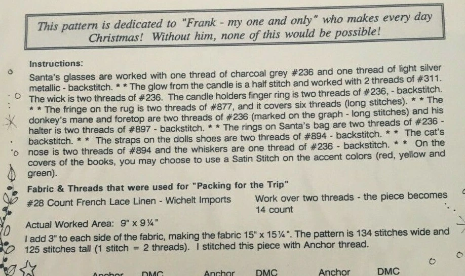 Mosey N Me Cross Stitch Pattern Packing for the Trip Santa Gift Bag Christmas - Image 3 of 4