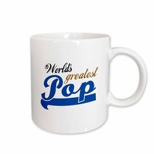 3dRose Worlds Greatest Pop - Best dad in the world - blue text on white - great