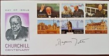 MARGARET THATCHER SIGNED CHURCHILL CENTENARY COVER ORIGINAL 