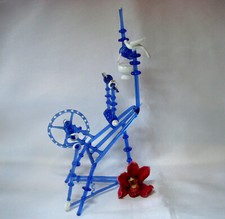 Rar altes Lauscha Spinnrad Spindelrad Glas mit Eimer Ständer beweglich / dj 788