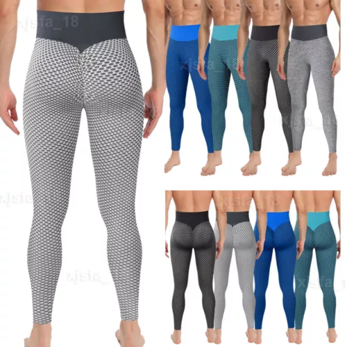 Herren Kompression strukturierte Hose Sport Grundschicht Laufen aktive Leggings Tik Tok - Bild 1 von 28