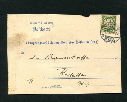 Baviera - Receipt. Postal instruction Weisenburg/Alsace 1911 (EB-16)