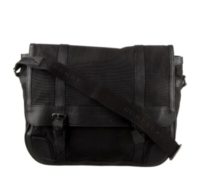 Burberry unisex black nylon leather messenger bags Australia