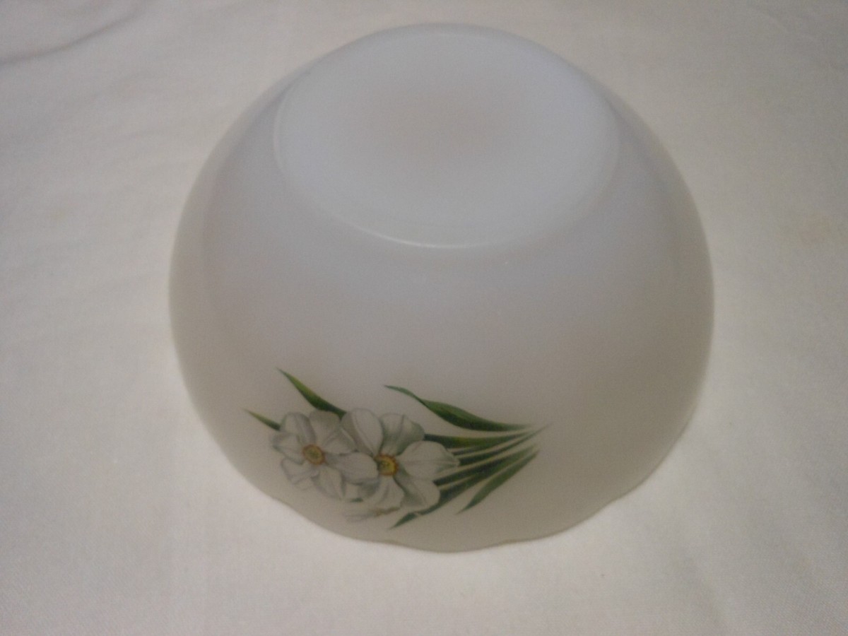 Saladier Vintage Arcopal France – Motif Narcisses, Verre, Bon état