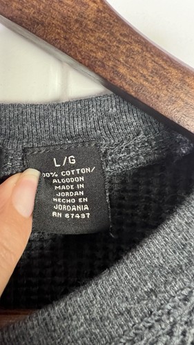 Polo Jeans Co VTG Ralph Lauren Waffle Knit Thermal L/S Shirt Mens Large Charcoal - Picture 6 of 10
