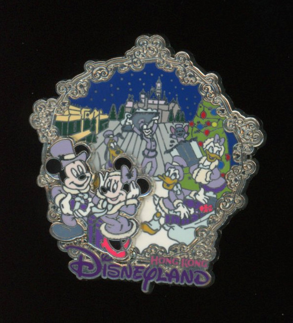 HKDL Hong Kong Christmas 2007 Mickey and Friends Silver Frame Disney Pin 58524