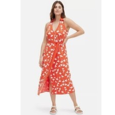 DVF Diane von Furstenberg x Target orange gingko floral knit wrap midi dress XS