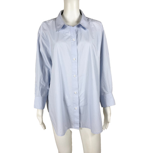JENNI KAYNE Cotton Blue Shirt Button-Front Size 2X Plus Woman - NTSF