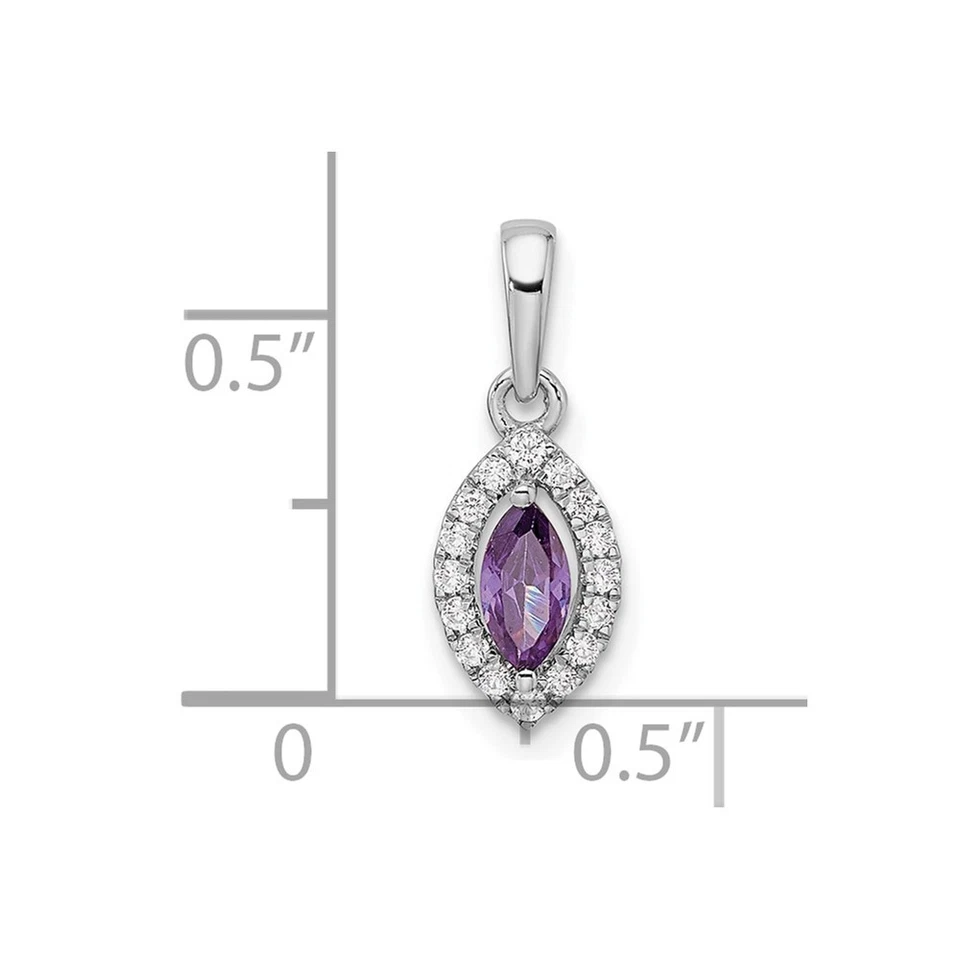14k White Gold 1/10Ct Lab Grown Diamond and Amethyst February Birthstone Pendant - Image 4 of 4