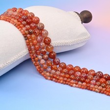 Red Fire Agate Smooth Round Beads 4mm 6mm 8mm 10mm 12mm Orange 15.5in Strand