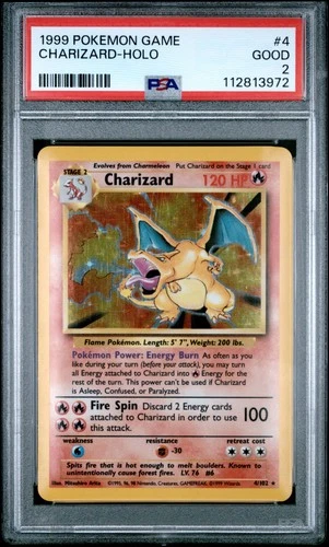 1999 POKEMON GAME #4 CHARIZARD-HOLO PSA 2