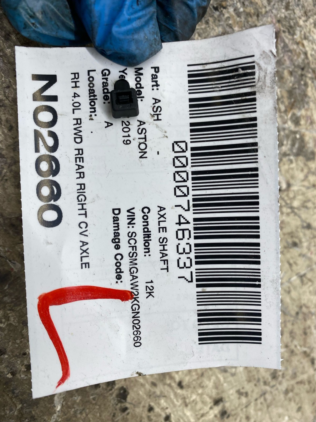 2019-2023 ASTON MARTIN VANTAGE OEM 4.0L RWD REAR RIGHT CV AXLE SHAFT *12K*