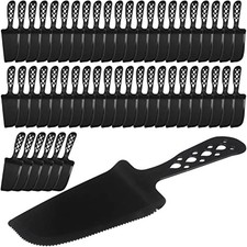 50 PCS Disposable Plastic Cake Cutter and Server 8x2.3 In Black Cake Plastic ...