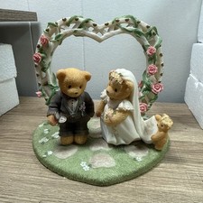 Retired 1998 Cherished Teddies 510254 Bride, Groom Back Drop 6" H2