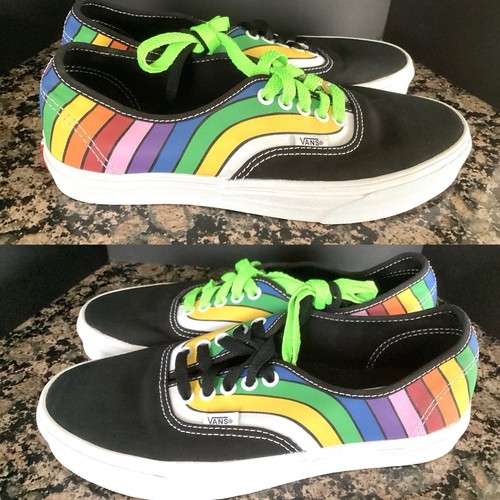 Vans Black/White/Multi Rainbow Pride LGBTQ+ Unisex Skater Shoes NEW 7.5M/9W